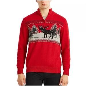 CHRISTMAS SWEATER CHAPS Men’s Holiday Edition Red Moose Sweater Large